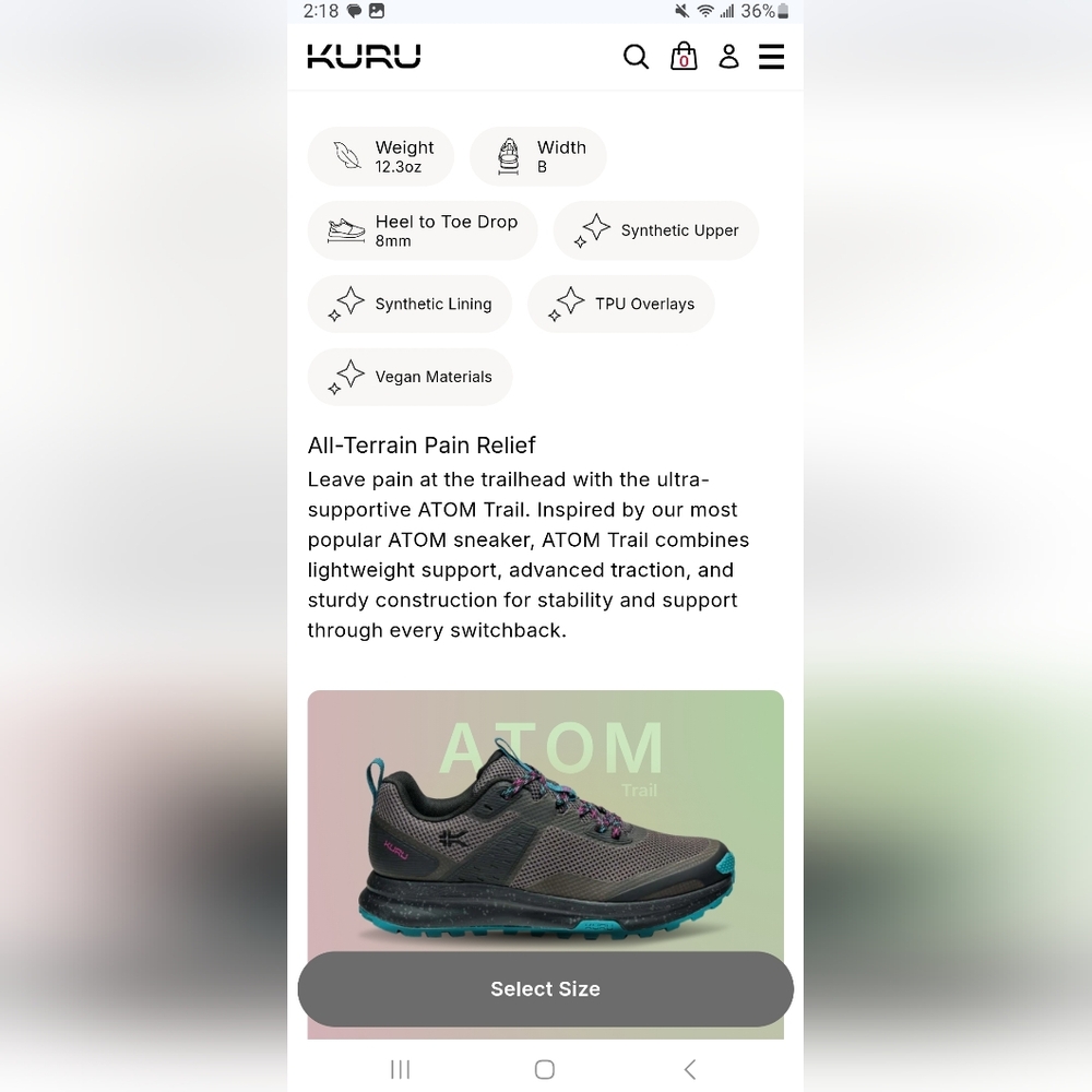 KURU Women's Atom Trail Lightweight Hiking Shoe - 6 - Picture 3 of 10